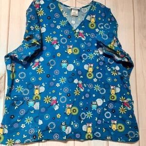 Blue Owl Scrub Top Ladies 3x SB Scrubs - Picture 1 of 10