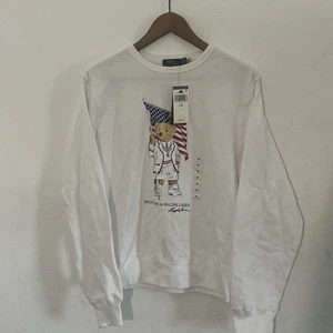 Polo Ralph Lauren Bear Sweater Fleece Olympic WHITE Women’s Medium - Picture 1 of 9