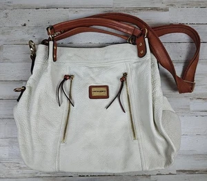 CYNTHIA ROWLEY XL Ivory/Brown Pebbled Leather Convertible Satchel/Shoulder Bag - Bild 1 von 18