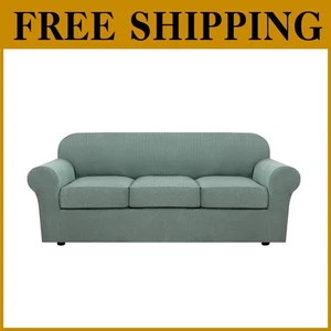 4-teilige Sofabezüge - verbesserter Jacquardstoff - Salbei - Bild 1 von 11