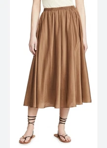 Zara Seide gerafft Pull On Midi Rock mit Taschen groß Damen braun Holz - Bild 1 von 8