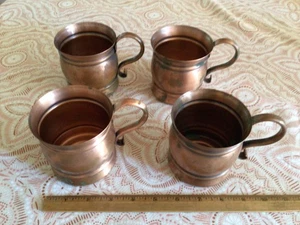 4 Vintage Gregorian 100% Pure Copper Mugs, Moscow Mule USA Authentic - Picture 1 of 9