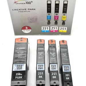 Posten 7 Canon Tintenpatronen 250XL 250 Schwarz Cyan Magenta Gelb Pixma Drucker Neu - Bild 1 von 6