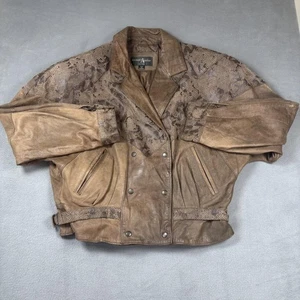 Giacca pelle Brooks Atelier vintage donna piccolo marrone pelle di serpente bomber anni 80 - Foto 1 di 13