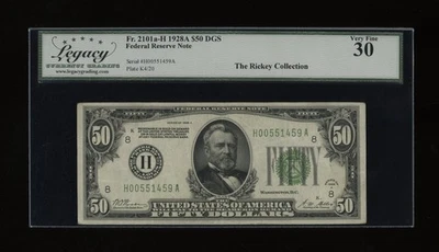 DBR 1928-A $50 DGS FRN St. Louis Fr. 2101-Hdgs Legacy 30 Serial H00551459A - Image 1 of 2