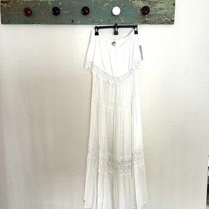 Justify Maxi Strapless Dress Women's White Boho Lace Lg - Picture 1 of 7