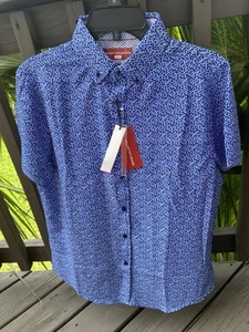 Medium men’s Button up Shirt In Royal blue Report Collection New With Tags - Picture 1 of 4