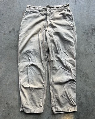 Vintage Penneys Big Mac 50s Double Barrel Twill Tan Cotton Cuffed Pants Sz 30 - Image 1 of 4