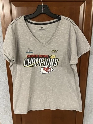 Kansas City Chiefs Super Bowl Champions Damas Cuello en V XL Camiseta Gris con Gráfico Foto 1 de 4