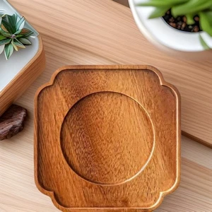 Handcrafted Walnut Wood Tea Tray with Chinese Style Lace Pattern Teapot Stand - Picture 1 of 6