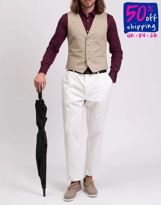 PVP 170 € HACKETT Chaleco Talla 38R / S Texturizado Cincha Trasera Botón Delantero Foto 1 de 4