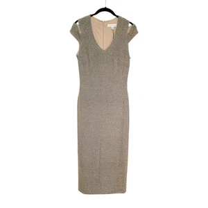 Dress the Population Bryce Slit Sleeve Midi Bodycon Dress Party Teal Gold M - Picture 1 of 12