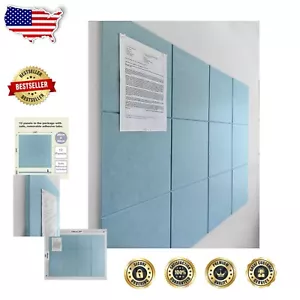 Eco-Friendly Felt Wall Tiles 12-Pack in Baby Blue - Customizable Bulletin Board - Picture 1 of 8