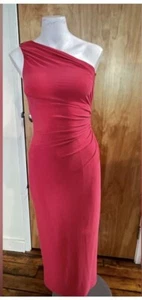 Ralph Lauren One Shoulder Gown Long Dress Jewel Brooch Ruched Pink 2 Bodycon - Bild 1 von 9