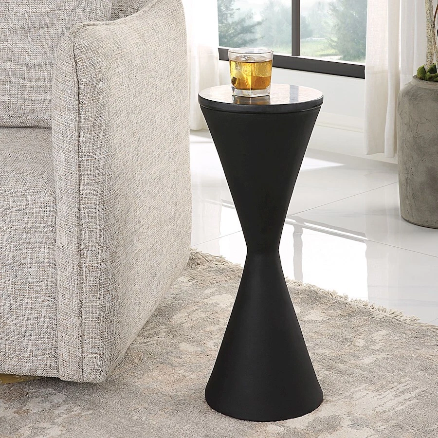 Uttermost Time's Up Hourglass Shaped Drink Table, Matte Black - 22889 - Image 1 of 1