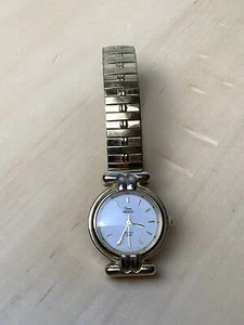 Vintage Timex Uhr Damen 25mm goldfarben Indiglo Stretchband - Bild 1 von 2