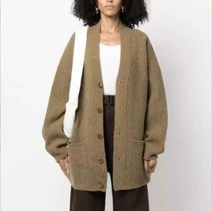 th~ row Cardigan V-neck Loose Knitted Wool blend Sweater Women - Picture 1 of 11