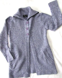 D Dollz Girls size M Purple Marled Soft Cozy Three-Button Long Cardigan Sweater - Picture 1 of 10