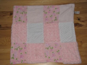 Cuddle Bear 2012 AD A D Sutton & Son Inc Pink White Baby Patchwork Blanket Minky - Picture 1 of 3