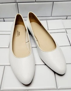 BEACON Made in USA Ladies Vintage White Leather Ballet Pointed Flat Shoe Size - Picture 1 of 10