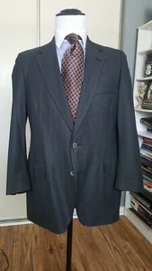 Vintage Lanvin Paris Mens 38R Gray Windowpane Sport Coat Blazer Suit Jacket - Picture 1 of 8
