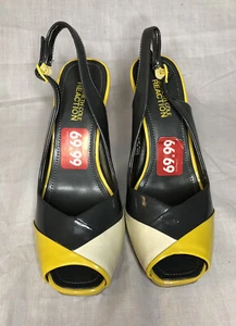 Kenneth Cole Reaction Gray/Yellow/White Sling Back Open Toe Heel Size 6m - Picture 1 of 5