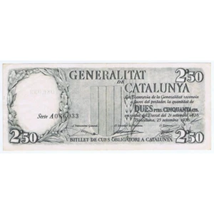 ESPAÑA 2.5 PESETAS GENERALITAT DE CATALUNYA CATALUÑA 1936 MBC+ - Imagen 1 de 2