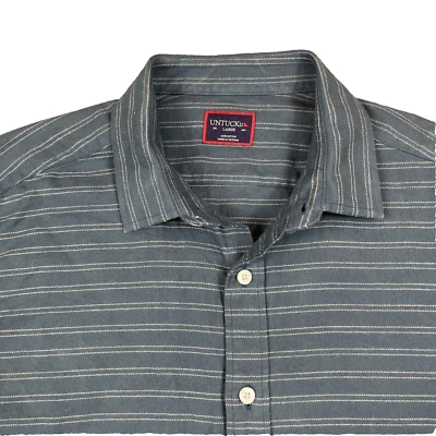 Untuckit Flannel Shirt Men's Large Blue Striped Cotton Casual Cabincore Outdoor - Image 1 of 4