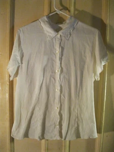 J Jiil Large Tall White Short Sleeve Blouse 100% Linen Button Down - Picture 1 of 5
