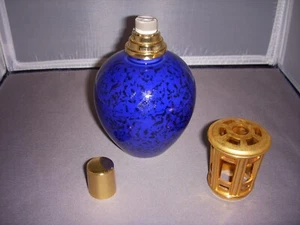 Lámpara Berger Paris Azul Cobalto y Negro Aceite Fragancia Vidrio Redondo - Imagen 1 de 2