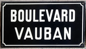 Old French street sign road plaque Boulevard Vauban military architect engineer - Picture 1 of 1
