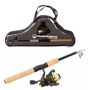 Fiberglass Fishing Rod - Portable Telescopic Pole with Size 20 Spinning Reel ... - Picture 1 of 9