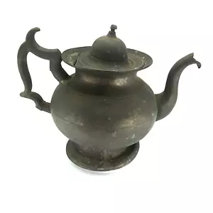 19th century vintage American Pewter Teapot Early to mid century dent READ - Picture 1 of 15