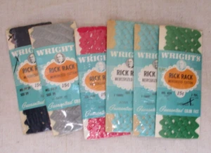 Lot of 6 - vintage WRIGHTS - Rick Rack, size 29, 3 and 4 yds, Mercerized Cotton - Picture 1 of 7