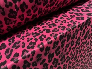 Single Jersey Fashion Fabric, Per Metre - Leopardskin Animal Print - Cerise Pink - Picture 1 of 3