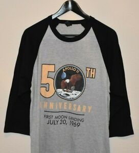 NEW! NASA Apollo 11 50 Anniversary Moon Landing 3/4 Sleeve T-Shirt Adult MEDIUM