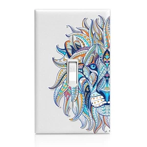 Colored Mandala Lion Light Switch Cover, Wall Plate, Home Decor Bedroom Bathroom - Picture 1 of 12
