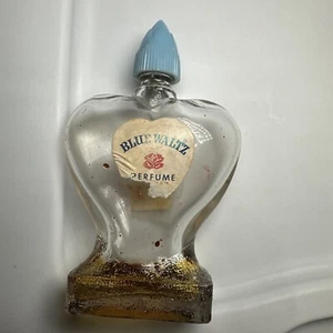 Bottiglia profumo valzer blu vintage vetro da collezione con coperchio blu VUOTA forma cuore - Foto 1 di 7