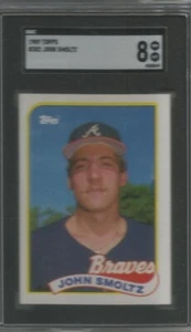 John Smoltz RC Rookie 1989 Topps #382 Salón de la fama Atlanta Braves ¡Nuevo-Como Nuevo 8! SGC - Imagen 1 de 1