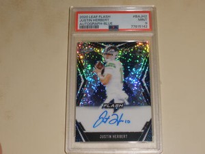 2020 Leaf Flash Rookie RC Blue Auto #BAJH2 Justin Herbert 28/35 PSA 9 MINT