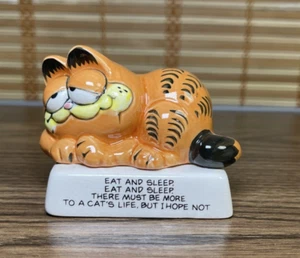 Vintage Enesco Garfield Ceramic Figure "Eat and Sleep" 1981 - Picture 1 of 6