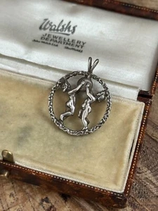 Gemini Charm Pendant Sterling Silver 925 Round Horoscope Zodiac Twins - Bild 1 von 8