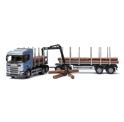 EMEK - SCANIA R450 6x4 blu con Dolly e rimorchio 2 assi per trasporto legno -... - Immagine 1 di 4