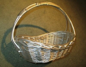 Silver Holiday Basket - Large woven Wicker / Rattan basket painted silver - Picture 1 of 12