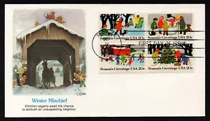 USA, SCOTT # 2027-2030, FLEETWOOD FDC COVER - 1982 SEASON'S GREETINGS, WINTER - Picture 1 of 2