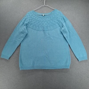 Talbots Sweater Womens X US 14W Blue Long Sleeve Crew Neck Cotton Pullover - Picture 1 of 9
