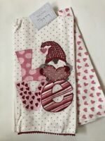 Set of 2 Nicole Miller Kitchen Dish Towels Birds Hearts Floral Valentine’s Day
