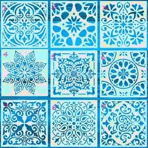 Marokkanische italienische mexikanische Stil Schablone für Fliesen und Handwerk 6"x6" - Bild 1 von 1