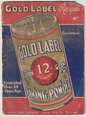 LIBRO DE RECETAS DE POLVO DE HORNEAR ETIQUETA DORADA VINTAGE  Foto 1 de 3