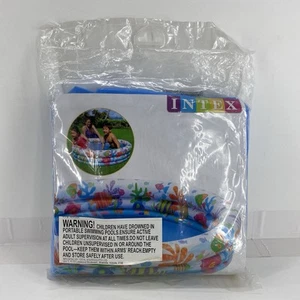 Intex 3-Ring Pool Fish Pattern 1.32m x 28cm Round Kids Inflatable Pool New - Picture 1 of 19